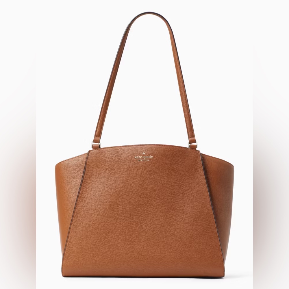 Kate Spade New York Brim Laptop Tote bag in a chestnut-colored pebbled leather